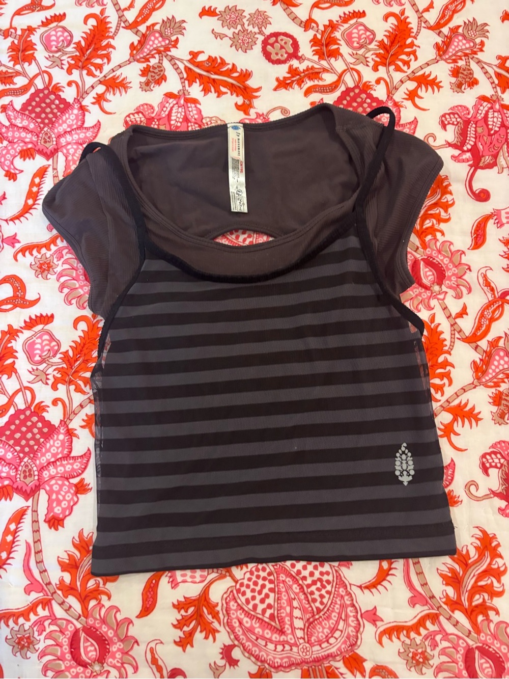 free people movement brown and black crop top